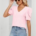 thumbnail image 4 of REORIAFEE Fashion Women Plus Size Short Sleeve V Neck Casual Blouse T-Shirt Tops Pink XXL, 4 of 8