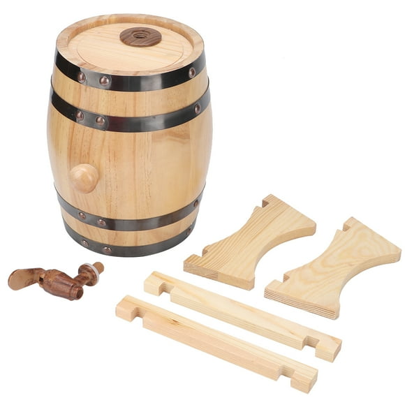 Baril de vin, capacité MAGT 1.5L de haute qualité en bois de pin Durable Mini baril de vin équipement de brassage domestique(Couleur du bois)