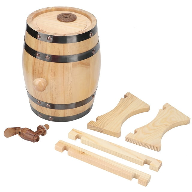 Baril de vin, capacité MAGT 1.5L de haute qualité en bois de pin Durable Mini baril de vin équipement de brassage domestique(Couleur du bois)
