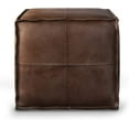 thumbnail image 4 of SIMPLIHOME Brody Square Pouf - 18 inch Wide Upholstered Vegan Leather Ottoman in Distressed Dark Brown, Boho Footstool, Coffee Table or Extra Seating for Living Room or Bedroom, Assembled, 4 of 5