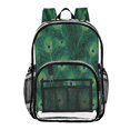 thumbnail image 3 of Iauyy Clear Backpack Heavy Duty PVC Transparent Backpack for College Workplace, Green Peacock Feather Pattern, 3 of 8