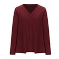 thumbnail image 5 of BSDJILFG Plus Size Shirts for Women Long Sleeve Knit Sweater Dressy Soft Ribbed Knit V-Neck Pullover Blouse ,XL-5XL, 5 of 7