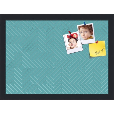 PinPix 18x13 Custom Cork Bulletin Board Maze Aqua Poster Board Has a Fabric Style Canvas Finish Framed in Maze Aqua by ArtToFrames (PinPix-1832)