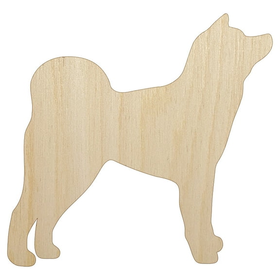 Japanese Akita Dog Solid Wood Shape Unfinished Piece Cutout Craft DIY Projects - 4.70 Inch Size - 1/8 Inch Thick