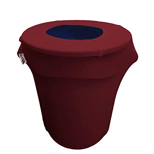 LA Linen SpandexCover32G_BurgundyX17 LA Linen Extensible Spandex Couvercle de Poubelle 32 Gallons Rond, Bourgogne