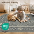 thumbnail image 4 of ODIKA 8'x10' Washable Area Rug Non-Shedding, Easy Care, Traditional Medallion With Distressed Floral Border Retro Vintage Refined for King Size Bedroom Under Bed, Master Suite, 4 of 7