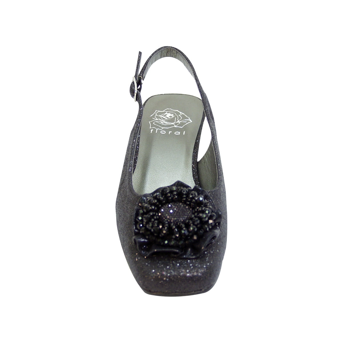 FLORAL Dara Women Extra Wide Width Flower Bow Glitter Slingback