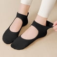 thumbnail image 3 of Naotn Women Stretch Knit Hollow Out Flat Socks Dot Bottom Grip Socks Yoga Gym Workout Breathable No Show Socks, 3 of 10