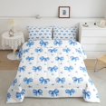thumbnail image 2 of spefrowx Cartoon Blue Bow Full Size Comforter Sets for Girls, Watercolor Floral Bedding Comforter Set, Polka Dot Reversible, 3pcs, 1 Comforter and 2 Pillowcases, 2 of 6