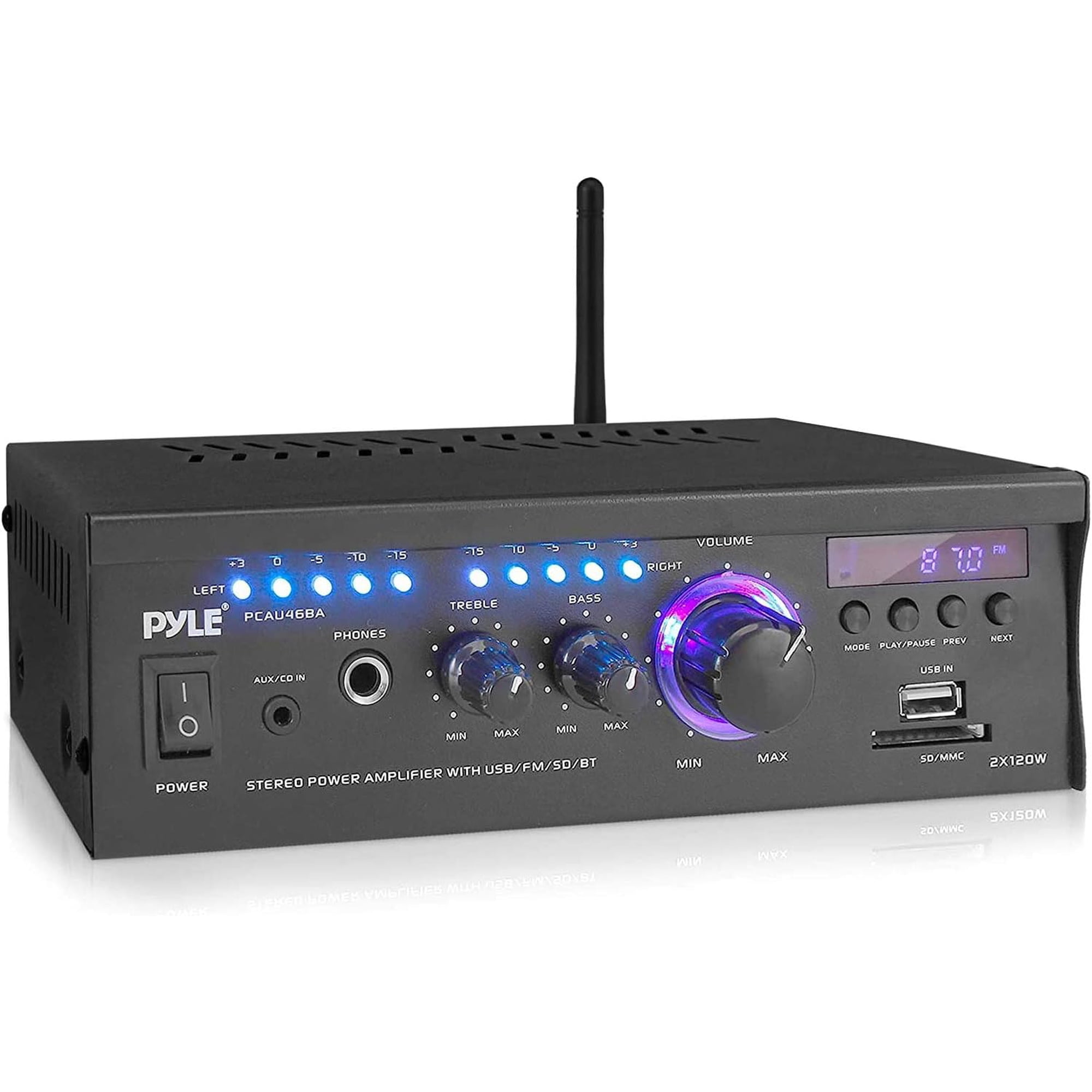 Pyle PCAU46BA Bluetooth Home Audio Amplifier System w/ Blue LED Display