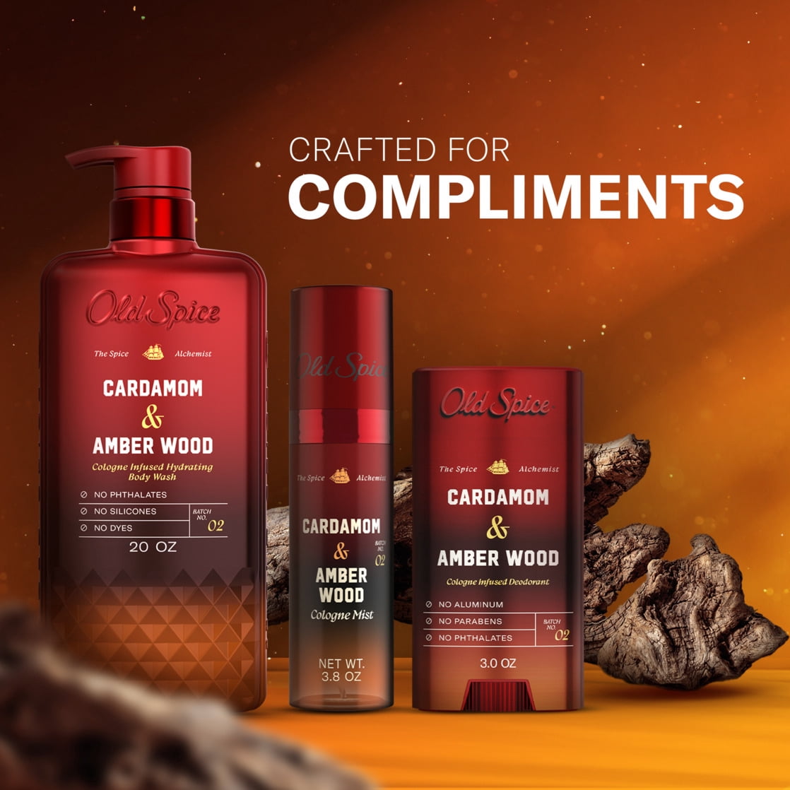 Old Spice Deodorant for Men, The Spice Alchemist Collection, Cardamom and Amber Wood, 3oz