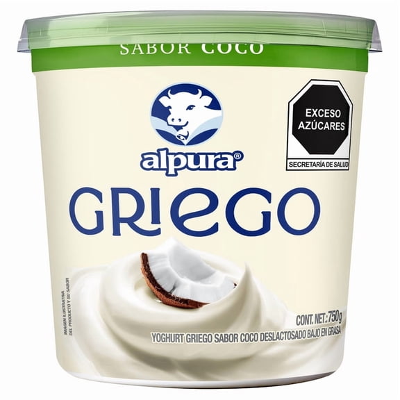 Yoghurt griego Alpura sabor coco deslactosado bajo en grasa 750 g