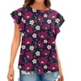 thumbnail image 2 of Blouse d'Été Grande Taille à Manches Courtes pour Femmes Mode Décontractée Col Rond à Volants Manches Courtes Imprimée Pull Col en V T-Shirt Femmes en Solde, 2 of 6