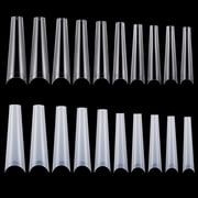 Moclever 500Pcs False Nail Tips, Elegant C Curve Half Cover French Nails, Extra Long Fake Finger Nails, For Nail Art Salons Home DIY, 10 Sizes, Easy To Use, Transparent