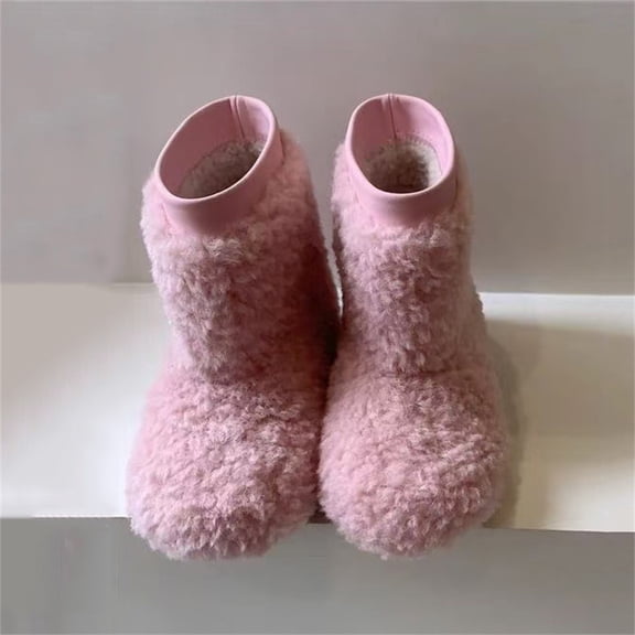Boots for Girls,Infant Snow Boots,Little Girls Boots Girls' Autumn Winter Boots Thick Soles Non Slip Warm Shoes Comfortable Zipper Fleece Kids Snow Boots Fashion Shoes 18-24 Months(Pink 29)