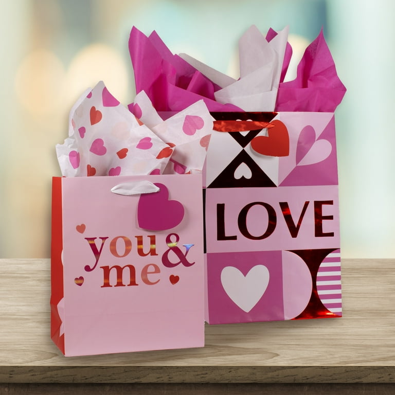 Hearts Gift Tissue Paper, Pink and White, 12 Sheets, Valentine's Day by Way To Celebrate