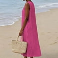 thumbnail image 4 of ClodeEU Women's Crew Neck Sleeveless Eyelet Embroidery Midi Dress,Summer Casual Loose Dress with Pocket Hot Pink,Women's Plus L, 4 of 8