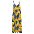 thumbnail image 6 of Abstract Yellow Blue Geometric Pattern Sleeveless Suspender Dress Summer Fashion Casual Long Dress, 6 of 9