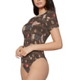thumbnail image 2 of Haiem Dachshund Dog Puppy Women's Crew Neck Short Sleeve Bodysuit Tops Stretchy Slim Basic-Medium, 2 of 9