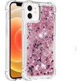 thumbnail image 3 of Compatible with iPhone 12 Mini Case Glitter Liquid Cute Clear Phone Case Floating Quicksand Shockproof Protective Bumper Silicone Soft TPU Case for iPhone 12 Mini 5.4 Inch Love Rose YB, 3 of 12