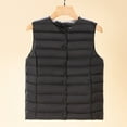 thumbnail image 5 of Winter Women Layering Vest Coat with Storage Bag Thin Padded Button Closure Round Neck Sleeveless Solid Color Windproof Heat Retention Outdoor Down Coat, 5 of 8
