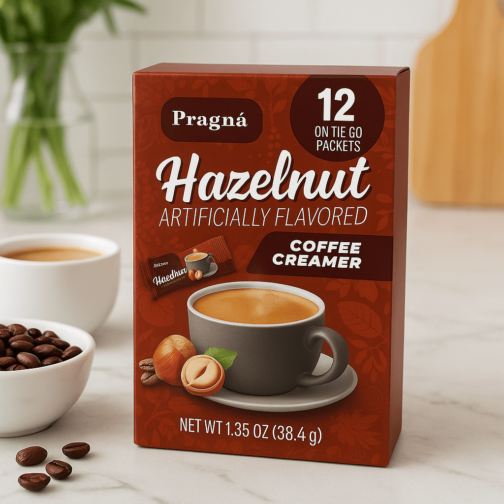 Pragna Sugar Free, Hazelnut Coffee Creamer, 12 On-The-Go Packets