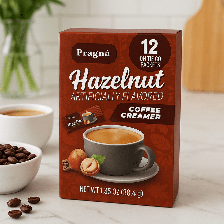 Pragna Sugar Free, Hazelnut Coffee Creamer, 12 On-The-Go Packets