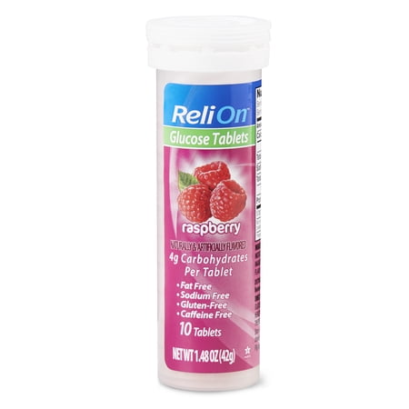 ReliOn Raspberry Glucose Tablets, 10 Count, 1.48 oz