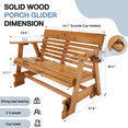 thumbnail image 4 of HOMREST Patio Glider Bench Chair Set with Cup Holders Wooden Outdoor Loveseat Glider with Ergonomic Deep Contoured Seat and High Roll Back, Heavy Duty 800LBS for Garden Porch Balcony, Brown, 4 of 10