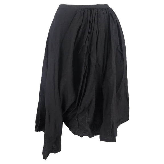 Pre-Owned Yohji Yamamoto Asymmetric Draped Midi Skirt in Black Cotton