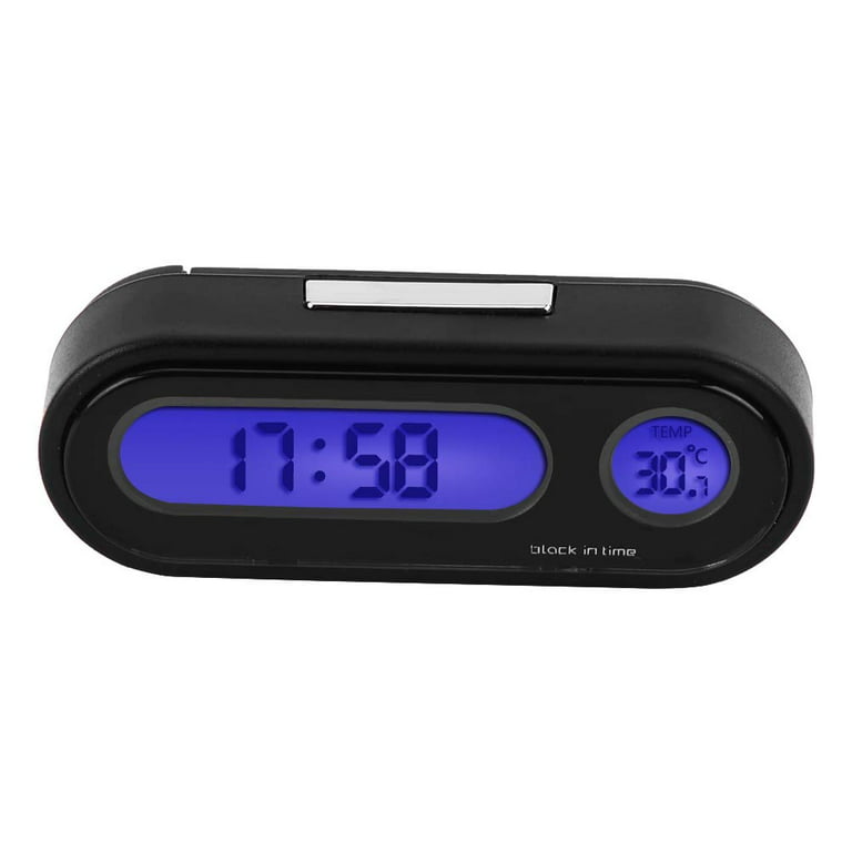 Car Mini Electronic Clock Time Watch Auto Dashboard Clocks Luminous  Thermometer Black Digital Display