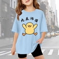 thumbnail image 2 of LUOGENLI Liitle Girl's Casual T-Shirt Animail and Letter Print Short Sleeve Tee Shirts Comfortable Tops for Toddler Light Blue Size 5-6 Years, 2 of 4