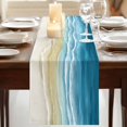 thumbnail image 3 of Table Runners 120 Inches Long Dress Scarves, Blue Summer Beach Coastal Farmhouse Coffee/Dining/Kitchen Table Runner for Living Room, Nautical Beige Seaside 13x120 Inch, 3 of 9