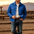 thumbnail image 5 of Men's Casual Button Down Trucker Jacket Lapel Collar Multi Pocket Coat Classic Spring Fall Outfits Daily Workwear Outerwear Weekend Outings & Casual Occasions, 5 of 6
