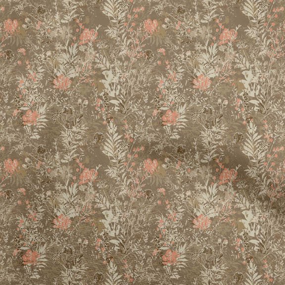 oneOone Polyester Spandex Brown Fabric Floral Sewing Fabric By The Yard Printed Diy Clothing Sewing Supplies 56 Inch Wide