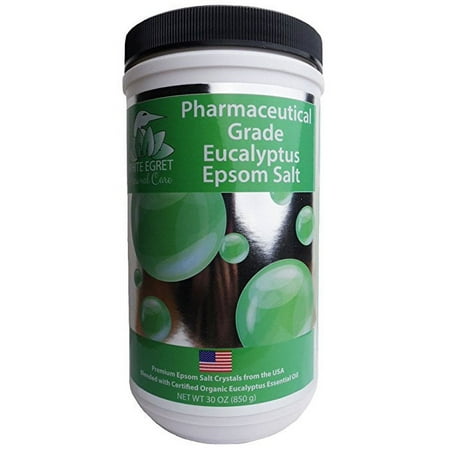White Egret Pharmaceutical Grade Bath Epsom Salt, Eucalyptus, 30 Ounce