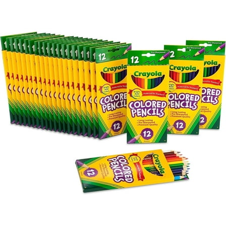 Crayola Bulk Colored Pencils, Pre-sharpened, Bulk School Supplies for Teachers, 12 Assorted Colors, Pack of 24
