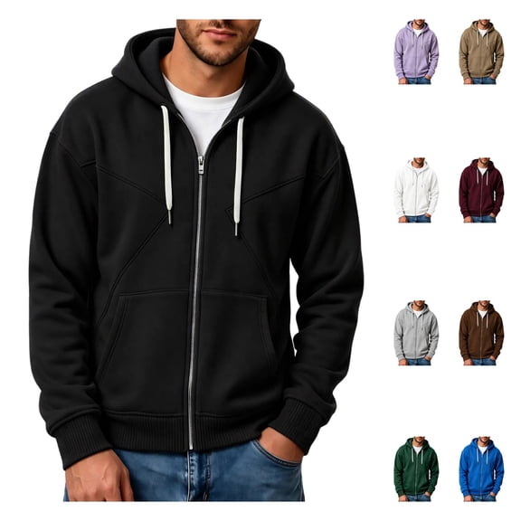 LWFFDAW Men Oversized Hoodies Long Sleeve Casual Zip Up Hoodie Fall Loose Fit Comfy Y2k Hoodie with Pockets