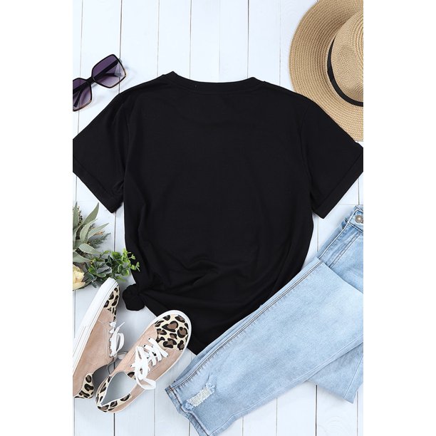 ABPHQTO Camiseta de manga corta con estampado gráfico de círculo atardecer negro para mujer