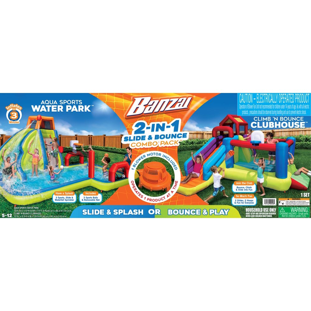Banzai 2-in1 Slide & Bounce Ultimate Combo Pack Bouncer and Water Parks - Walmart.com - Walmart.com