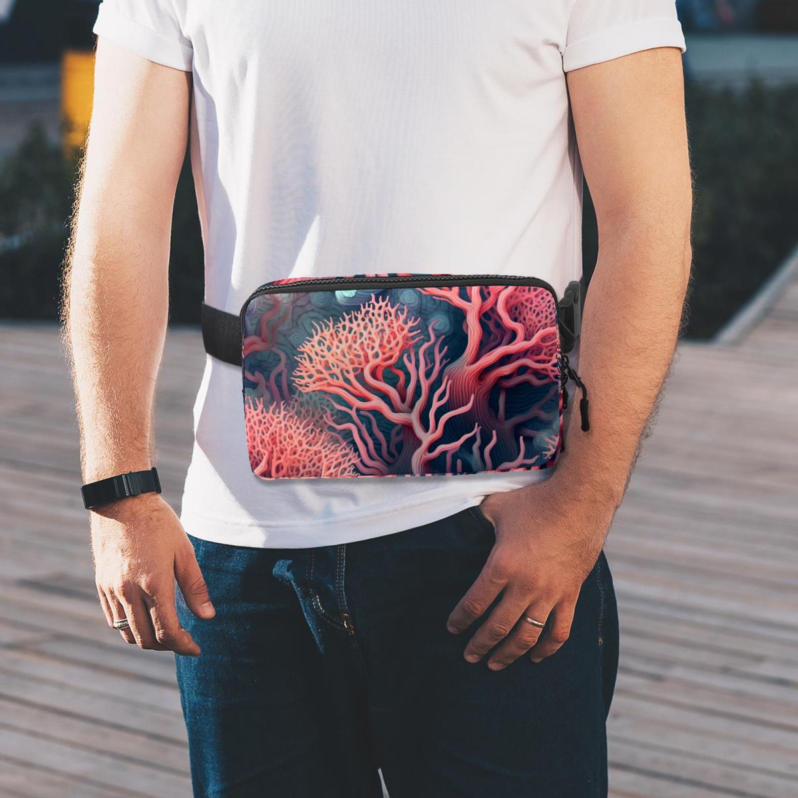 Coral Waist Pack Running Belt Fanny Packs Lightweight Adjustable with Extension Strap Unisex