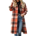 thumbnail image 3 of Womens Casual Plaid Button Down Jackets Puff Sleeve Long Trench Coats Shackets, 3 of 4