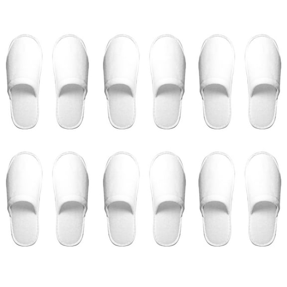 6 Pairs Disposable House Slippers for Guests, Velvet Closed Toe Disposable Slippers Bulk Slipper Pack for Hotel, Spa, Travel, Shoeless Home, White Non-Slip Slippers(10.6*4.1IN)