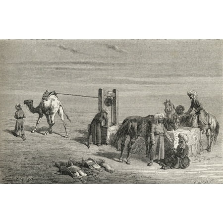 Posterazzi A Well In The Desert Between Samarkand And Karshi Uzbekistan In The 19Th Century From El Mundo En La Mano Published 1878 Canvas Art - Ken Welsh Design Pics (36 x 22)