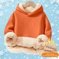thumbnail image 2 of SUXIAN Girls Hoodies Soft Lined Hooded Pullover for Cold Weather Outdoor Play Cozy Warm Age 3-16 Orange 9-10 Years, 2 of 4