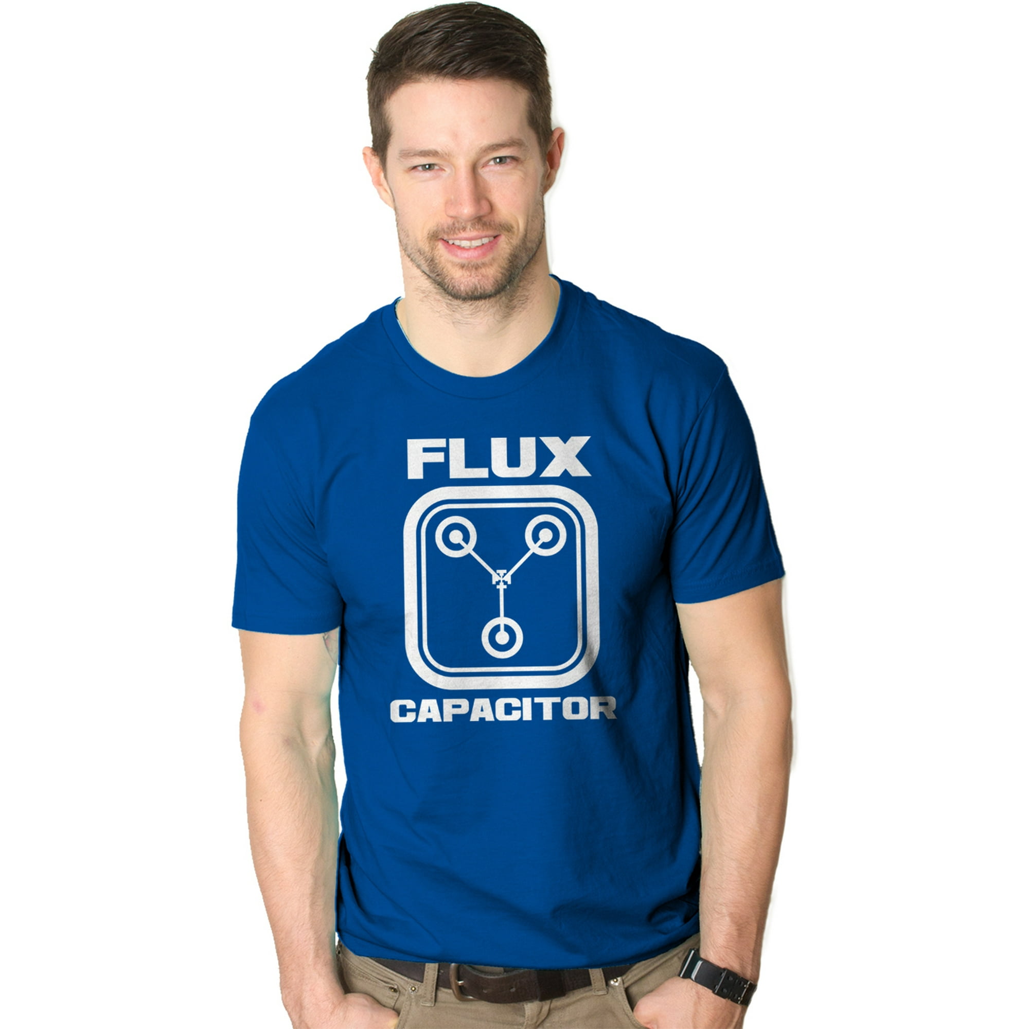 Flux Capacitor Shirt Funny Vintage Retro 80s Movie T shirts for Men (Blue) - XL Graphic Tees -