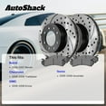 thumbnail image 3 of AutoShack Front Vented Drilled & Slotted E-Coated Brake Rotors + Ceramic Pads 6-PC Brake Kit Replacement for 2006-2009 Chevrolet Trailblazer 2006-2009 GMC Envoy ShadowGuard 11.89" (302 mm), 3 of 5