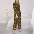 thumbnail image 3 of Picia Autumn Plants Maple Tree Vintage Pattern Women’s Long-Sleeve Sleepwear Set - Soft 2-Piece Loungewear with Pockets, Comfy PJs for Relaxing Nights-Small, 3 of 7