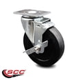 thumbnail image 2 of 5 Inch Soft Rubber Wheel Swivel Top Plate Caster with Brake Service Caster Brand, 2 of 2