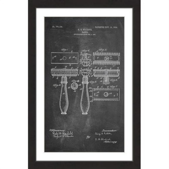 "Razor 1904 Chalk" Framed Painting Art Print, 12" x 1.5"